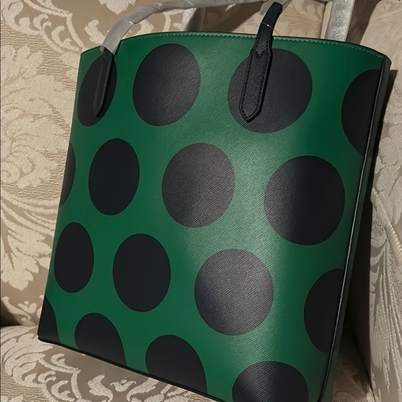 - Kate Spade Green and Blue Polka Dot Tote NWT $359 retail - Picture 2 of 7
